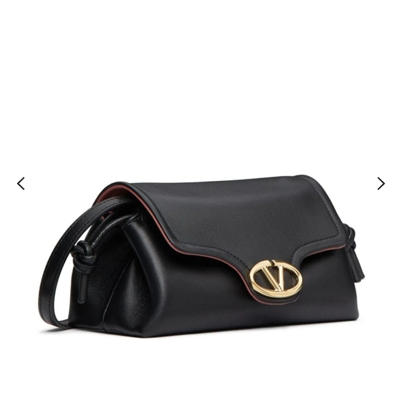 Valentino Black and Gold Bag with Signature V Clasp - Picture 3 of 4